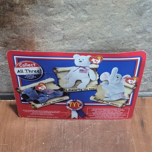 Ty McDonalds Teenie Beanie Baby Libearty The Bear US Flag Plush Toy 1996 - Picture 5 of 10